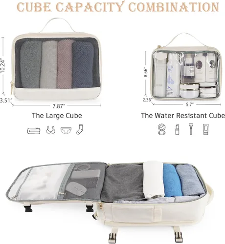 Vista 3 de Rinlist Mochila de viaje grande para hombres y mujeres, mochila de transporte aprobada por la aerolínea TSA, mochila de transporte informal de 40 L