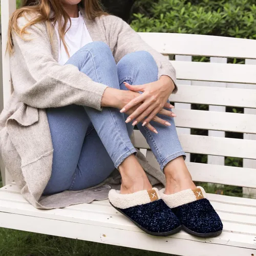 Vista 5 de ULTRAIDEAS Pantuflas de punto acogedoras con espuma viscoelástica para mujer