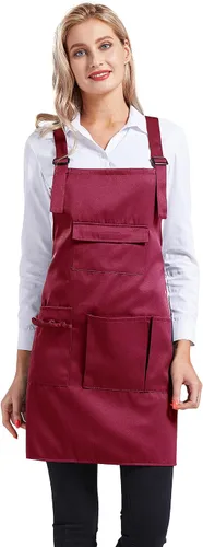 Vista 10 de Nanxson Delantal ajustable para mujer, delantal de trabajo profesional con bolsillos para herramientas CF3010 Women Apron with 4