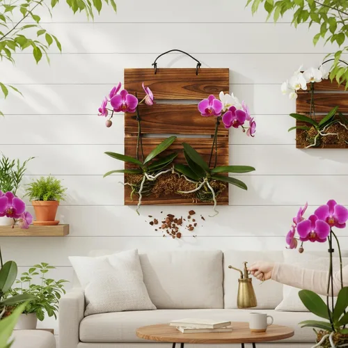 Vista 7 de Kit de tablero de montaje para helecho Staghorn Dranvosk, maceta de pared de madera, soporte colgante para plantas verticales, Platycerium