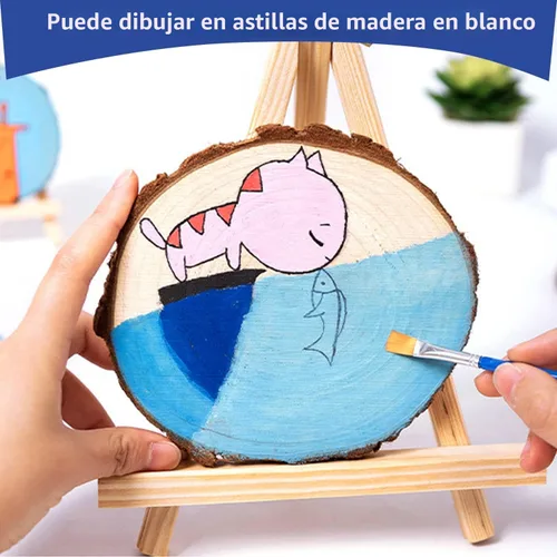 Vista 3 de FSWCCK 17 piezas de rebanadas de madera sin terminar para centros de mesa, 5.1-5.5 pulgadas, discos naturales redondos con corteza de árbol