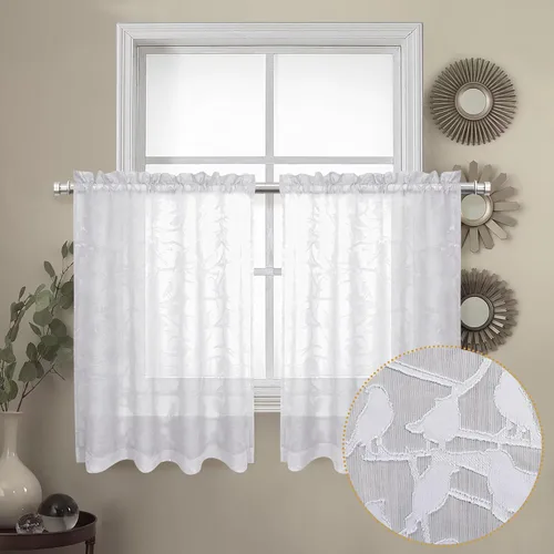 Vista 83 de OVZME Anji Clip Voile Sheer Tiers RD 2X30X36 Negro