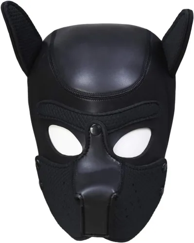 Vista 3 de Neoprene Dog Puppy Hood Mask with Detachable Muzzle Full Face Animal Head Mask for Halloween