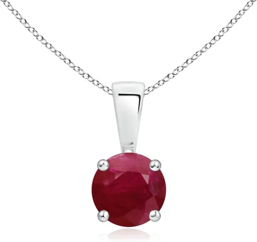 Vista 11 de Angara Round Ruby Solitaire Necklace in Sterling Silver A-Good