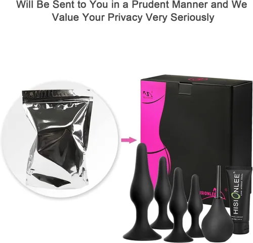Vista 8 de Hisionlee? Juguete sexual 4 unidades. Juego de tapones anales de silicona médica Sensuality Sex Dolls, Hision10002, no, Negro, 4 Juguetes