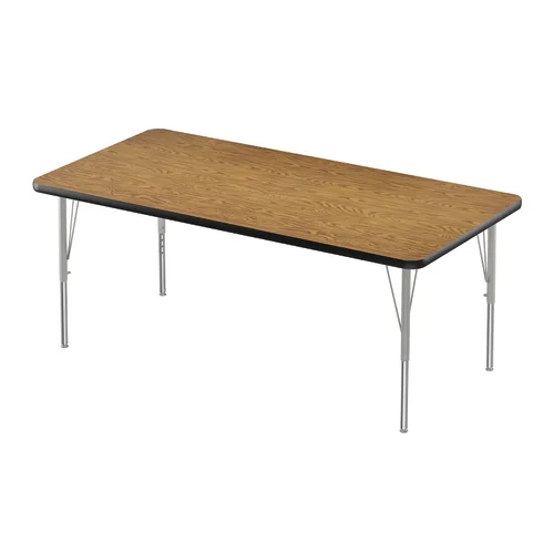 Vista 45 de Correll - Mesa rectangular de actividades para el aula de 24 x 36 pulgadas, altura ajustable (19-29 pulgadas), granito negro, parte superior