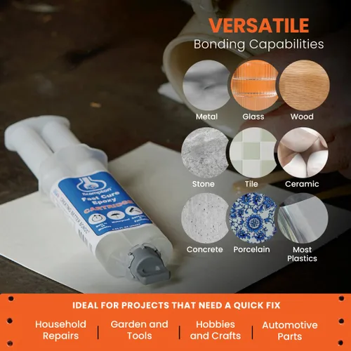 Vista 5 de Brampton - Epoxi de curado rápido, juego rápido de 10 minutos, curado en 30 minutos, kit de pegamento epoxi impermeable de 2 partes para azulejos