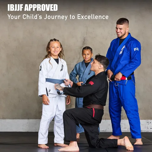 Vista 6 de Elite Sports Kids BJJ GI - Kimono brasileño Jiujitsu Gi con tela preencogida y cinturón, para niños y jóvenes, aprobado por la IBJJF