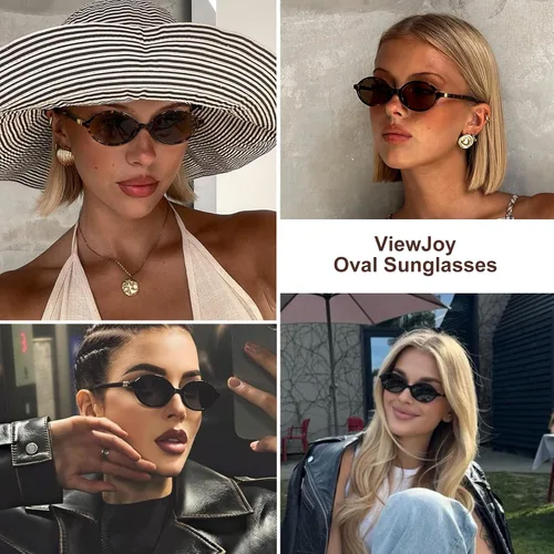 Vista 3 de Gafas de sol ovaladas retro para mujer, estilo vintage de los años 90, Y2K, de diseño moderno