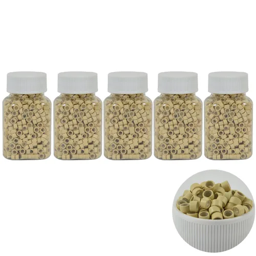 Vista 10 de 500 cuentas de micro anillos forradas de silicona de 0.197 in para extensiones de cabello con punta I (negro)