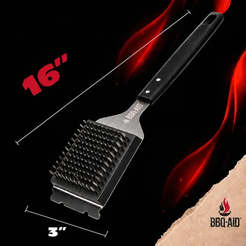 Vista 3 de Grill Brush for Outdoor BBQ Grill Cleaning Scraper, Replaceable Head, Black