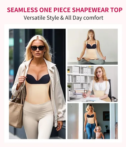 Vista 5 de Gotoly Chaleco de compresión para mujer con control de abdomen, faja de compresión invisible