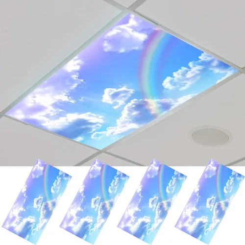 Vista 17 de Outus 4 piezas de cubierta de luz fluorescente para iluminación de aula con 10 imanes, filtro de luz magnético, decoración de panel de techo de 2 x
