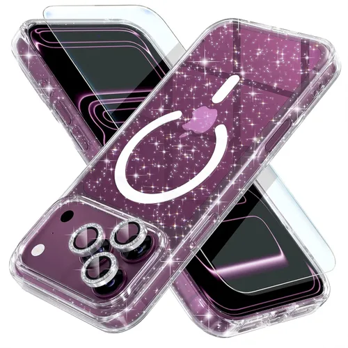 Vista 15 de Choiche Funda para iPhone 15 Pro Max compatible con MagSafe, color negro Purpurina negra