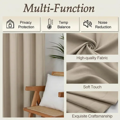Vista 5 de Gwine Cortinas opacas para dormitorio, 54 pulgadas de largo, paneles de cortina de ventana con aislamiento térmico y reducción de ruido, cortinas