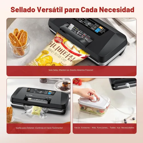 Vista 3 de Máquina selladora al vacío mejorada: sellador de alimentos 10 en 1 con Gris