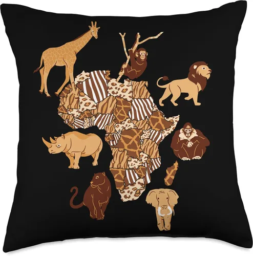 Vista 5 de Africa Safari Souvenir Serengeti Safari Squad Africa Safari Squad Serengeti Map Wild Animals Adventure - Almohada de 16 x 16 pulgadas, multicolor