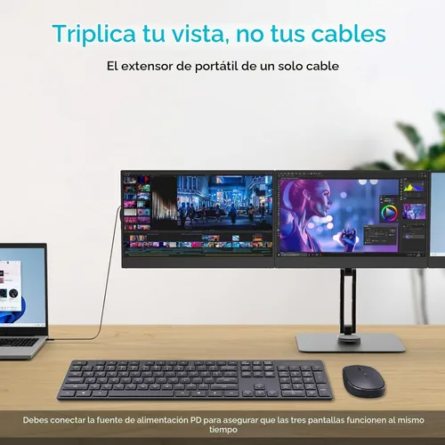 Vista 6 de DEPGI Extensor de pantalla triple para portátil de 14 pulgadas, extensor de pantalla de computadora portátil, monitor extendido FHD IPS de 3 x 14