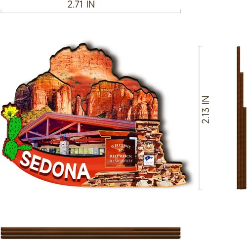 Vista 3 de Imán de madera Sedona de Estados Unidos 3D para nevera, recuerdos coleccionables, decoración hecha a mano, artesanías 2