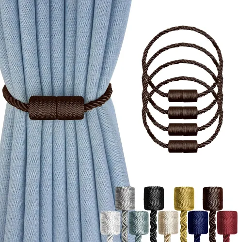 Vista 10 de Paquete de 2 alzapaños magnéticos fuertes para cortinas para exteriores, alzapaños decorativos modernos, hechos a mano, sujetadores decorativos