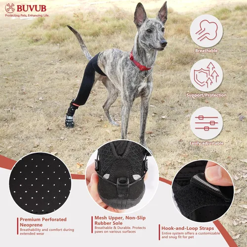 Vista 4 de Bota para nudillos caninos para perros con esfera ajustable para arrastrar los dedos de los pies por insuficiencia del nervio ciático, mielopatía