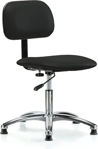 Vista 39 de Perch - Silla de laboratorio cromada con respaldo ajustable, altura del escritorio de 17 a 22 pulgadas, tela negra