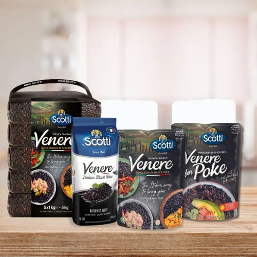 Vista 4 de Riso Scotti - Arroz de grano negro, Venere, arroz integral, 1.1 lbs (500 g) Ancient Whole Wild Grain with Premium Quality for Risotto and Rice