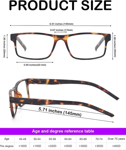 Vista 4 de Reading Glasses for Men Women, Spring Hinge Readers Glasses, Blue Light Blocking Lens Eyeglasses SR20523