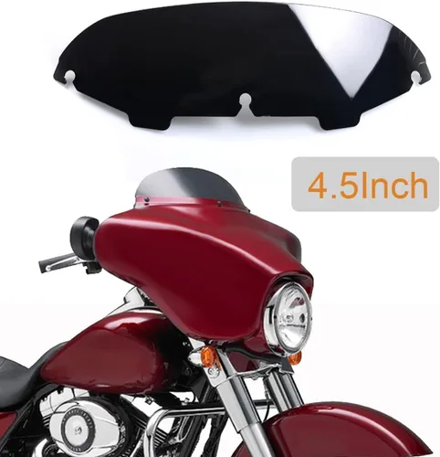 Vista 5 de Parabrisas negro de 4.5 pulgadas compatible con Harley Davidson Touring Street Glide Electra Glide FLHT FLHTCU Ultra Classic Glide FLHX FLHTK Tri