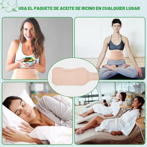 Vista 7 de DEROWN Paquetes de aceite de ricino para desintoxicación del hígado, menos desorden hechos de franela de algodón orgánico y PUL impermeable, kit