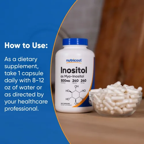 Vista 7 de Nutricost Cápsulas de inositol de 500 mg, 240 cápsulas – Cápsulas vegetales, sin OMG, sin gluten (mio-inositol)