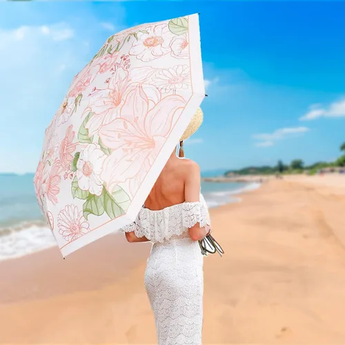 Vista 7 de KAYLEINSTER Travel Umbrella Compact Folding Umbrella,Small Umbrella for Rain & Sun,Parasol Umbrella UV Protection UV Blocker,8 Ribs Windproof