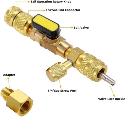 Vista 4 de R410A R22 Herramienta de instalación de extracción de núcleo de válvula de CA, removedor de núcleo de válvula, doble tamaño de 1/4 "-5/16
