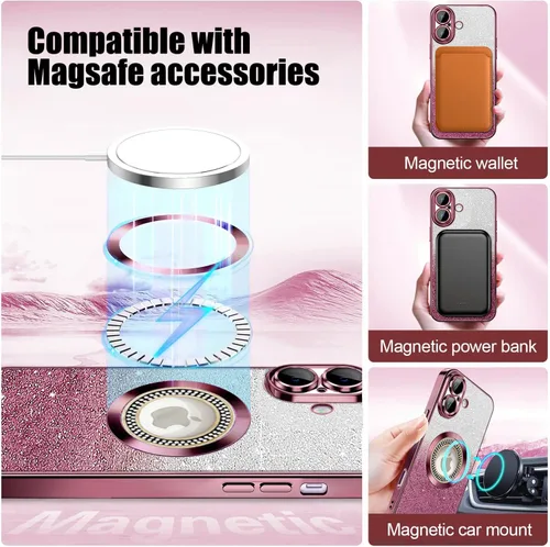 Vista 147 de Misscase Funda magnética con purpurina para iPhone 11 compatible con MagSafe, protección completa, delgada, a prueba de golpes, antiarañazos
