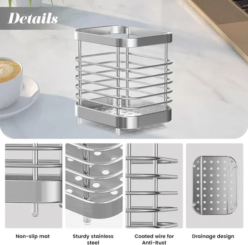 Vista 6 de Soporte para cepillos de dientes de acero inoxidable para baño, soporte para pasta de dientes de pared, soporte para maquinilla de afeitar