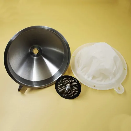 Vista 6 de Filtro de vino de malla Filtro de alimentos Jugo Mermelada Café Sedimento Colador para embudo de cocina de 5 pulgadas (filtro 120mesh)
