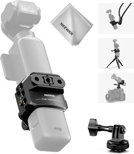 Vista 9 de NEEWER Pocket 3 Jaula, Plataforma de Grabación de Video para Cámara Gimbal de Aleación de Aluminio con Adaptador Incorporado de Accesorios de Cámara