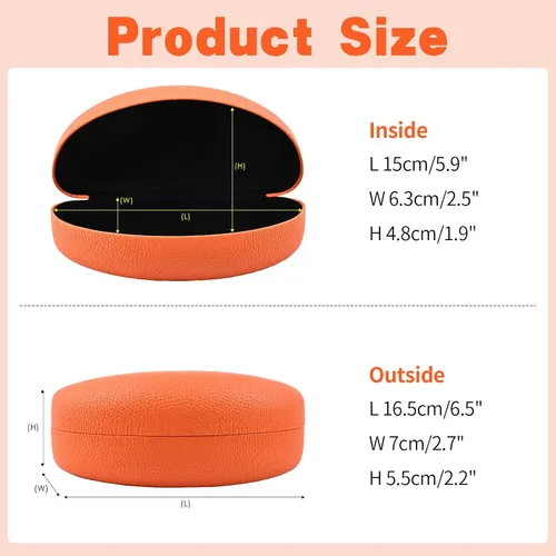 Vista 5 de Paquete de 2 fundas rígidas grandes para lentes de sol, funda protectora para gafas de sol y lentes