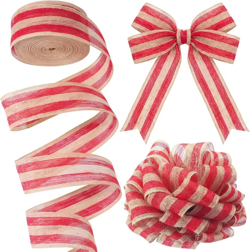 Vista 11 de Rtteri 98.4 ft Christmas Burlap Ribbon Roll DIY, Red, 1.5 Inch Wide