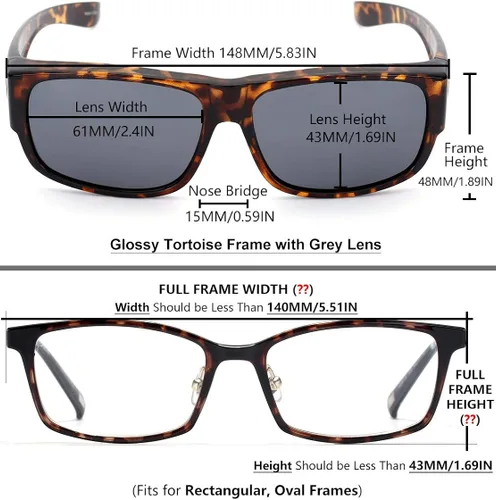 Vista 3 de CAXMAN Polarized Over Glasses Sunglasses for Prescription Frames Small Medium Oversized