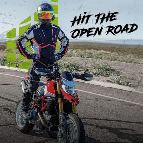 Vista 3 de HWK - Pantalones de motocicleta dual sport para hombre con tela de Cordura textil resistente al agua y armadura de protección contra impactos