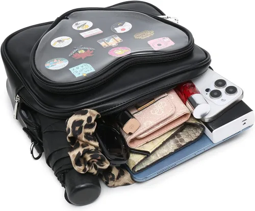 Vista 5 de RAINBOW SMILE Ita Bag Multi-Purpose Backpack Crossbody Cat Purse Kawaii Pin Display Bag with Insert for Anime Pins Display