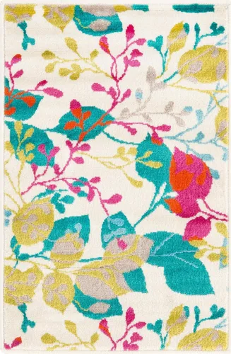 Vista 2 de Unique Loom Azalea Collection - Alfombra de área Indica (2 pies x 3 pies 1 pulgada, rectangular, marfil y gris)