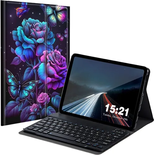 Vista 11 de Funda de teclado para Samsung Galaxy Tab S6 Lite 2022/2020, Galaxy Tab S6 Lite SM-P610/P613/P615/P619 con teclado Bluetooth inalámbrico desmontable