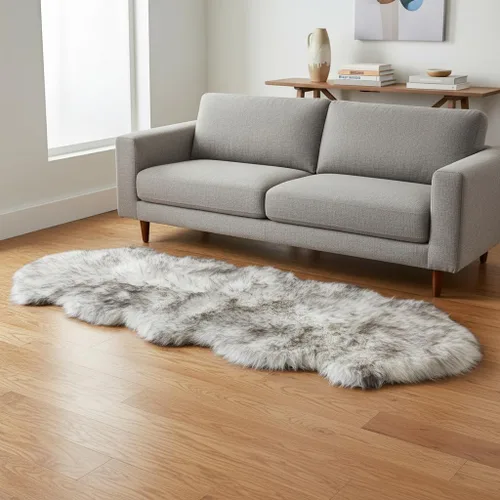 Vista 39 de Alfombra de Piel de Oveja Genuina Azul Playa de 2x3 pies, Alfombra de Acento de Piel Real Suave de Una Sola Piel para Silla, Funda de Asiento