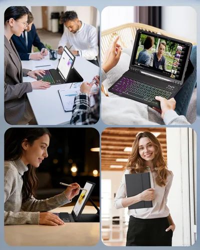 Vista 8 de Funda de teclado para tableta Samsung Galaxy Tab A11 Plus de 11 pulgadas 2025 / A9+ Plus 2023, teclado y mouse inalámbricos con retroiluminación