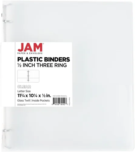 Vista 8 de JAM PAPER - Carpeta de plástico de 0.5 pulgadas, carpeta transparente de 3 anillas, se vende individualmente