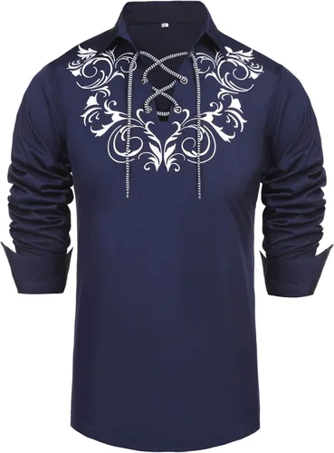 Vista 2 de Daupanzees Jacobite Ghillie Kilt - Camisa de manga larga para hombre