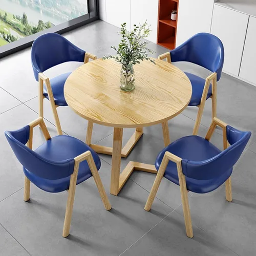 Vista 14 de YVYKFZD Office Reception Room Club Table and Chair Set, Simple Kitchen Dining Table Set for 4, Round Conference Table with Metal Legs, Small