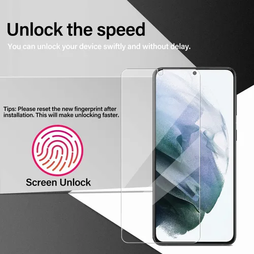 Vista 4 de Protector de pantalla de vidrio templado para Galaxy S21 + protector de lente de cámara [2 + 2 unidades] [compatible con fundas] [antiarañazos]